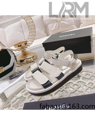 Chanel Suede Strap Flat Sandals White 2022 20