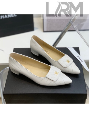 Chanel Vintage Buckle Calfskin Ballerinas White 2022 17
