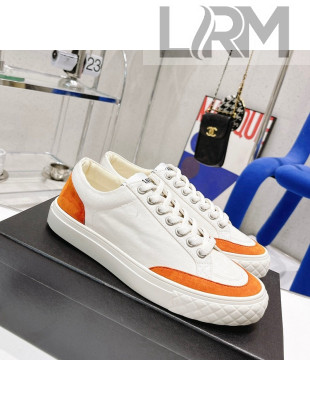 Chanel White Canvas Sneakers Orange 2022 58