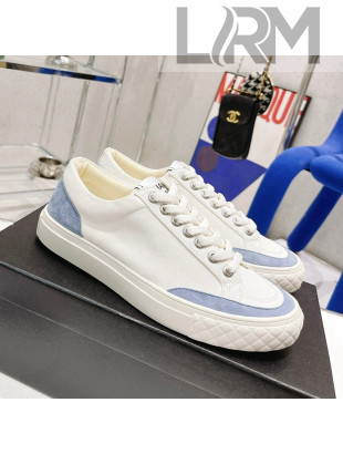 Chanel White Canvas Sneakers Blue 2022 62