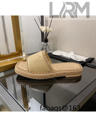 Chanel Lambskin Chain Slide Sandals G38489 Beige 2022 