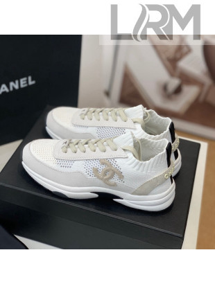 Chanel Knit & Suede Sneakers G38750 White 2022