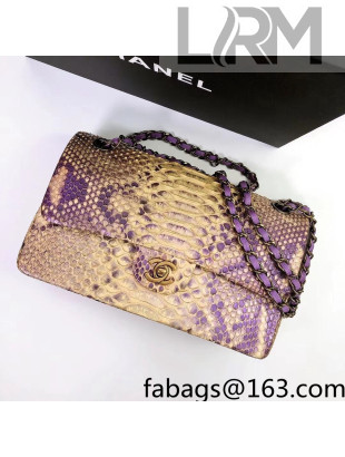 Chanel Pythonskin Embossed Leather Medium Calssic Flap Bag A01112 Purple 2022 01