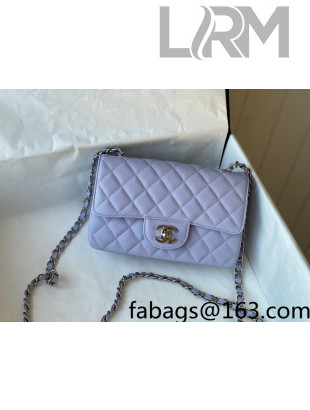 Chanel Grained Calfskin Classic Mini Flap Bag A69900 Light Purple/Silver 2022