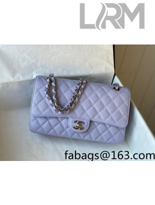 Chanel Grained Calfskin Classic Medium Flap Bag A01112 Light Purple/Silver 2022