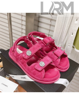 Chanel Washed-Effect Suede Strap Sandals G35927 Pink 2022 