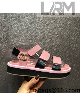 Chanel Suede Strap Flat Sandals Pink 2022 04