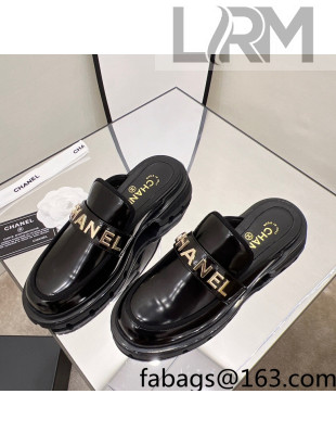 Chanel Shiny Calfskin Mules G37430 Black 2022 