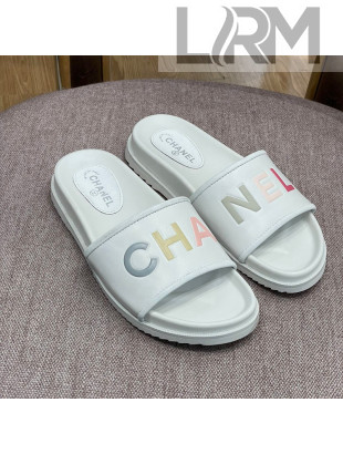 Chanel Lambskin Slide Sandals G38933 White 2022