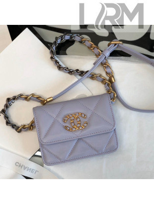 Chanel 19 Lambskin Mini Wallet on Chain WOC Purple 2022 39