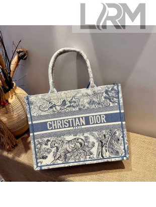 Dior Medium Book Tote Bag in Blue Gradient Toile de Jouy Embroidery 2021 120141