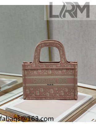 Dior Mini Book Tote Bag in Light Pink Toile de Jouy Embroidery 2021 120146