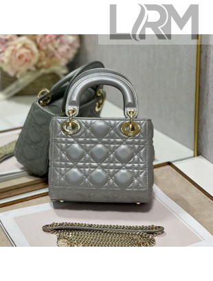Dior Lady Dior Mini Bag in Pearly Grey Cannage Lambskin 2022 S8013 78