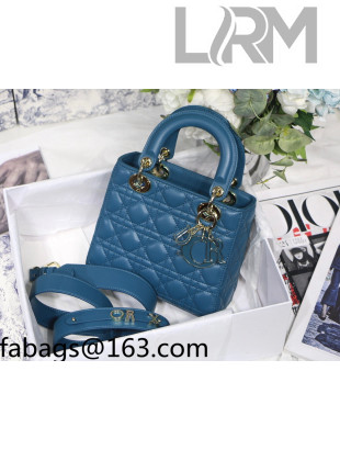Dior Lady Dior MY ABCDior Small Bag in Ocean Blue Cannage Lambskin 2022 M8013 50