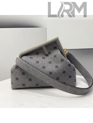 Fendi First Medium Flannel Bag Grey 2021 80018L