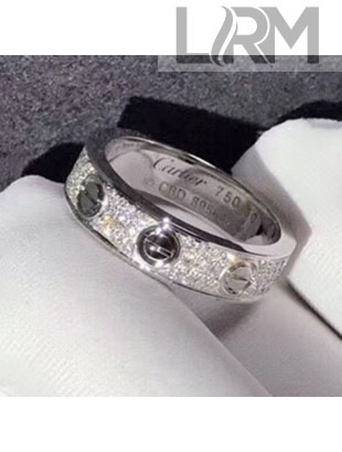 Cartier White Gold Nologo Love Ring with Diamond-paved,Small Model 03