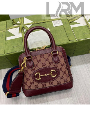 Gucci Horsebit 1955 GG Canvas Mini Top Handle Bag 640716 Burgundy/Beige 2021