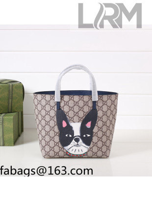 Gucci Children's GG Canvas Tote Bag with Dog Print 410812 Blue 2022 04