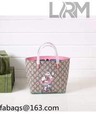 Gucci Children's GG Canvas Tote Bag with Rabbit Print 410812 Pink  2022 12