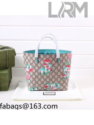 Gucci Children's GG Canvas Tote Bag with Mushroom 410812 Blue 2022 14