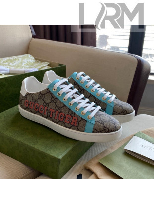 Gucci Tiger Ace GG Canvas Sneakers Blue Leather 2022  