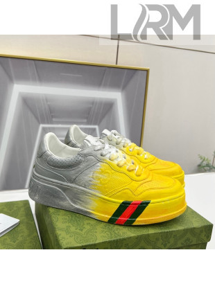 Gucci Chunky B GG Embossed Leather Sneaker Yellow/Grey 2022