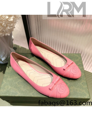 Gucci Leather Bow Ballet Flat Pink 2022 01