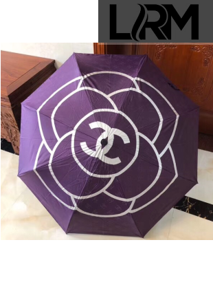 Chanel camellia umbrella for sun & rain purple
