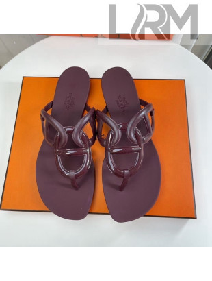 Hermes Egerie Thong Slide Sandals Burgundy 2022