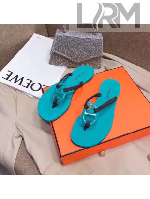 Hermes Beach Thong Slide Sandals Blue 2022 09