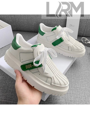 Dior DIOR-ID Sneakers in White and Green Calfskin 2021