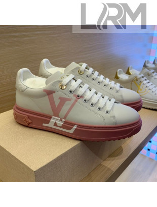 Louis Vuitton Time Out LV Initials Leather Sneakers 1A8MZB Pink/White 2020