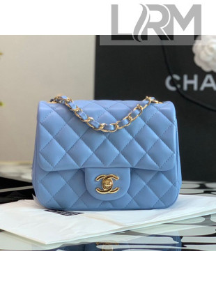 Chanel Quilted Lambskin Square Classic Mini Flap Bag A35200 Blue 2021