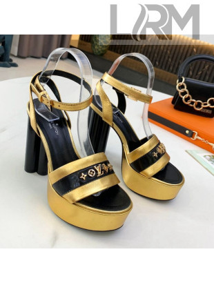 Louis Vuitton Podium Monogram Studs Platform Sandal Gold 2021
