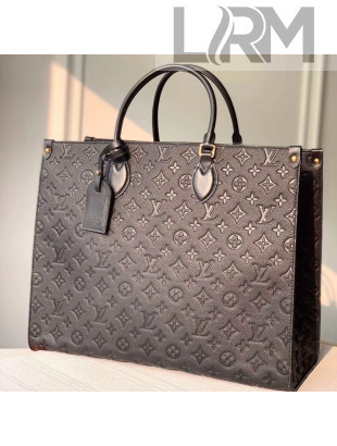 Louis Vuitton Onthego Monogram Embossed Leather Large Tote M44925 Black 2019