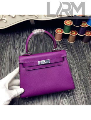 Hermes Original Epsom Leather Kelly 20cm Mini Bag Purple