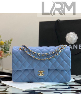 Chanel Quilted Lambskin Classic Medium Flap Bag A35202 Blue 2021