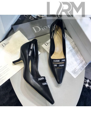 Dior J'adior Leather Logo Band Heel Pump 6.5cm/9.5cm Black 2019