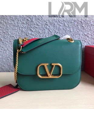 Valentino Small VLock Calfskin Shoulder Bag 0006S Green 2019