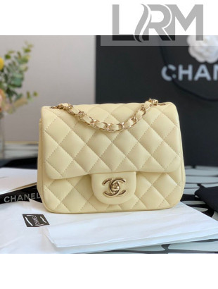 Chanel Quilted Lambskin Square Classic Mini Flap Bag A35200 Light Yellow 2021