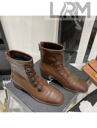 Chanel Vintage Calfskin Ankle Short Boots Brown 2021