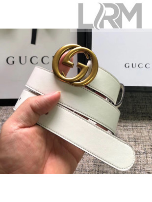 Gucci Calfskin Belt 30mm with GG Buckle White 2020