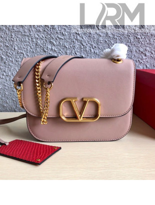 Valentino Small VLock Calfskin Shoulder Bag 0006S Pink 2019