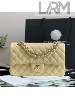 Chanel Quilted Lambskin Classic Medium Flap Bag A35202 Light Yellow 2021