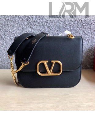 Valentino Small VLock Calfskin Shoulder Bag 0006S Black 2019