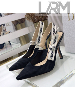 Dior J'Adior Slingback Pump With 9.5cm Heel in Black Technical Fabric 2021