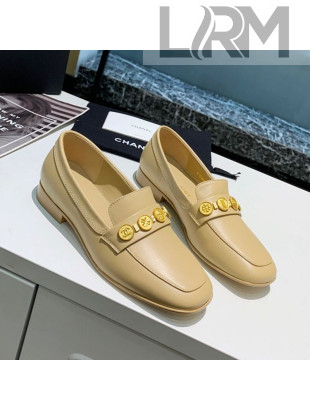 Chanel Lambskin Loafers with Coin G37044 Beige 2020