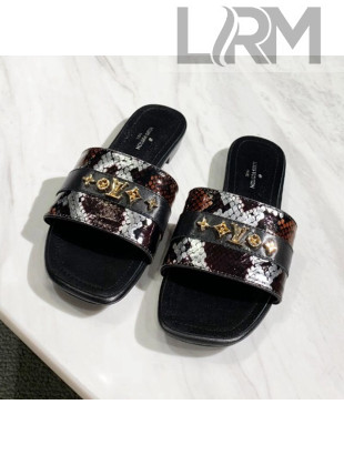 Louis Vuitton Revival Python Leather Monogram Studs Flat Slide Sandals 01 2021