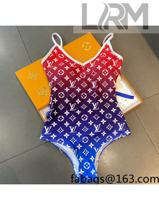 Louis Vuitton Gradient Monogram Cut-out One-Piece Swimwear Blue/Red 2021