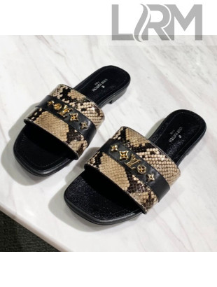 Louis Vuitton Revival Python Leather Monogram Studs Flat Slide Sandals 02 2021